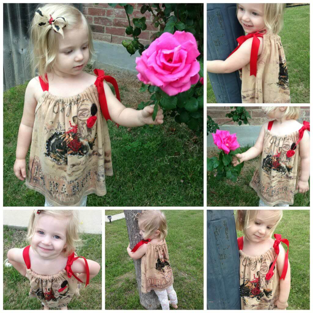 I turned a blinged out cowgirl shirt into an adorable sundress my toddler. 