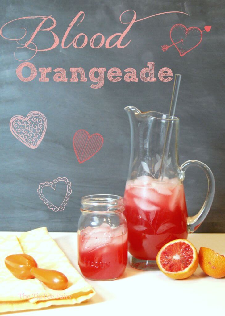 Title image with blood orange in a mason jar and a glass pitcher. 