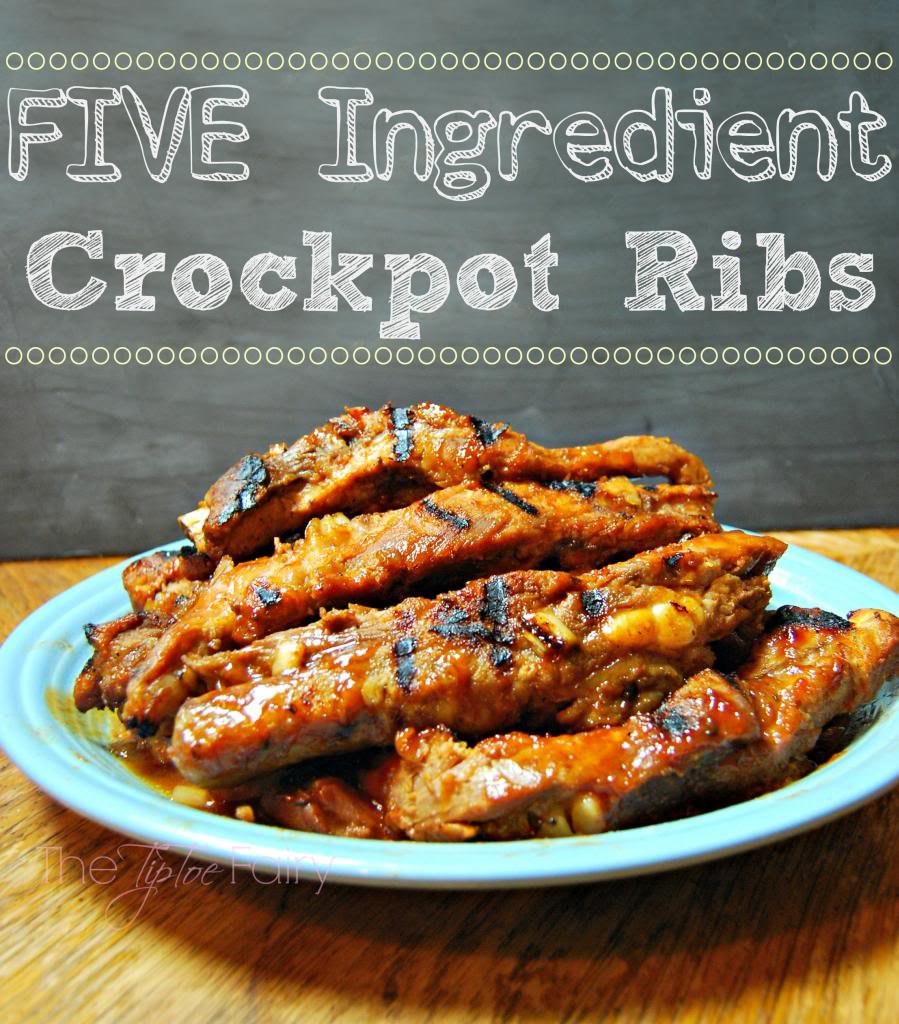 FIVE Ingredient Slow Cooker Ribs | The TipToe Fairy #slowcookerrecipes #ribsrecipes