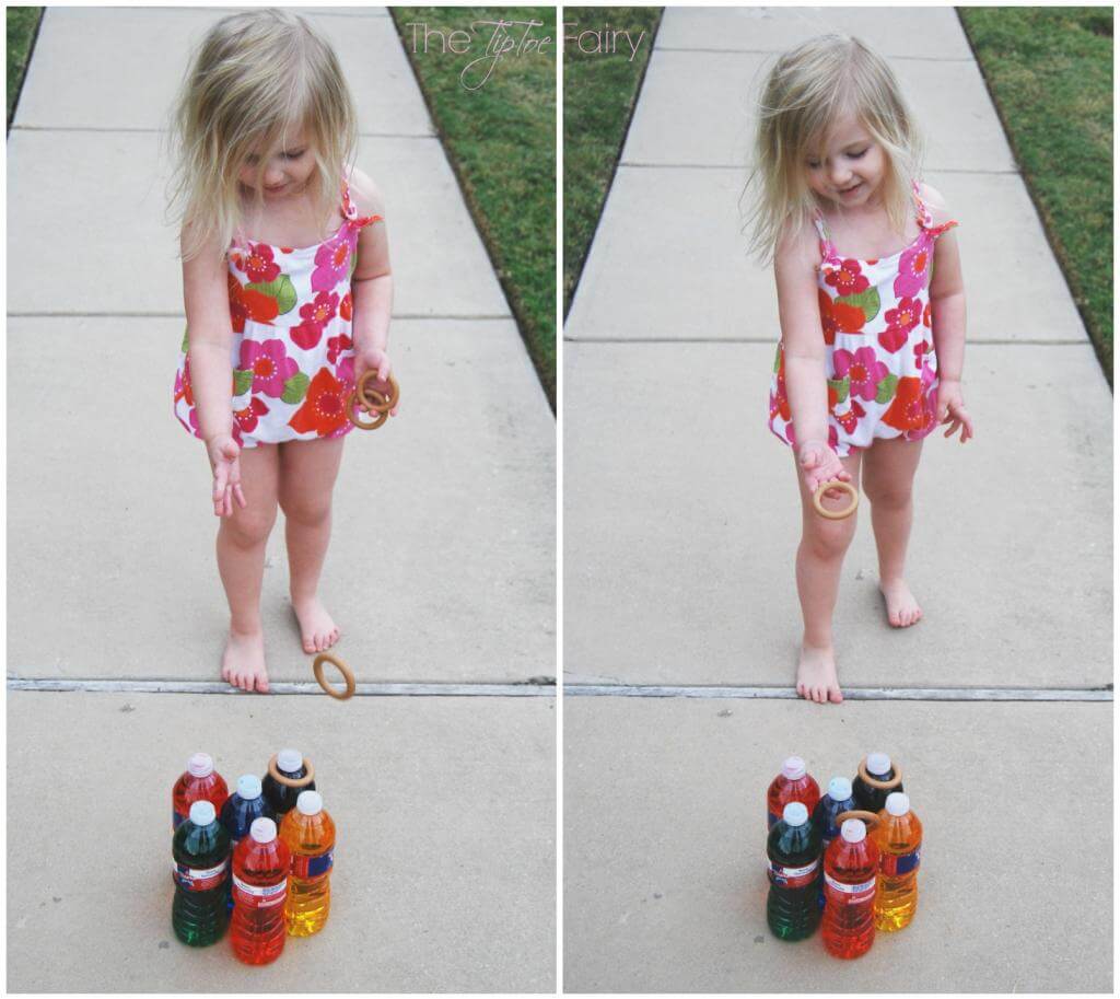 Turn Water Bottles into a game of ring toss when you drink all the water bottles. 