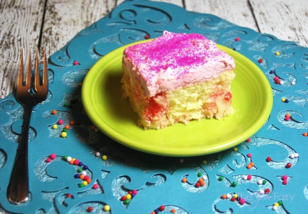Bubblegum Poke Cake - perfect for kid birthday parties | The TipToe Fairy