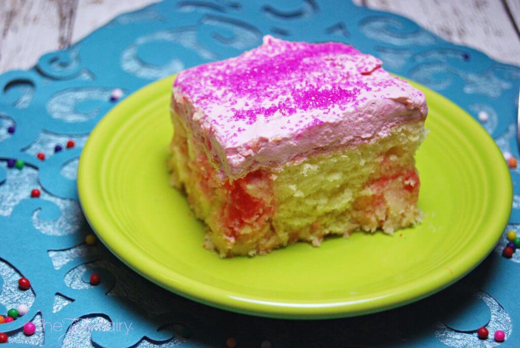 Bubblegum Poke Cake - perfect for kid birthday parties | The TipToe Fairy
