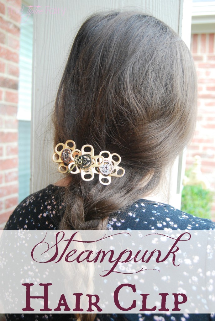 Make a Steampunk Hair Clip out of upcycled Coke tabs - this barrette is super easy and fun! | The TipToe Fairy #FinalFourPack #Ad