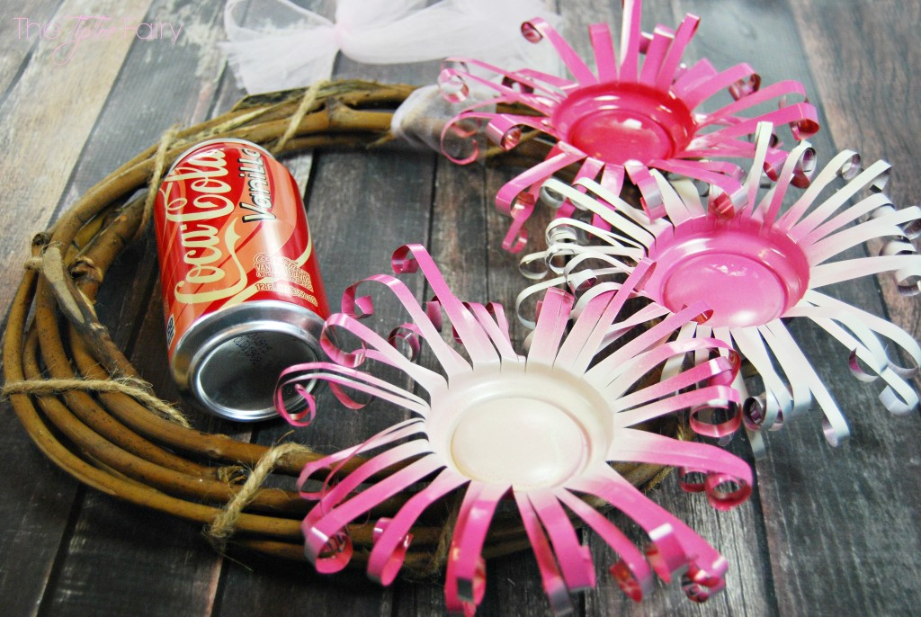 Upcycle your soda cans into a Flower Wreath! Super easy and fun! | The TipToe Fairy