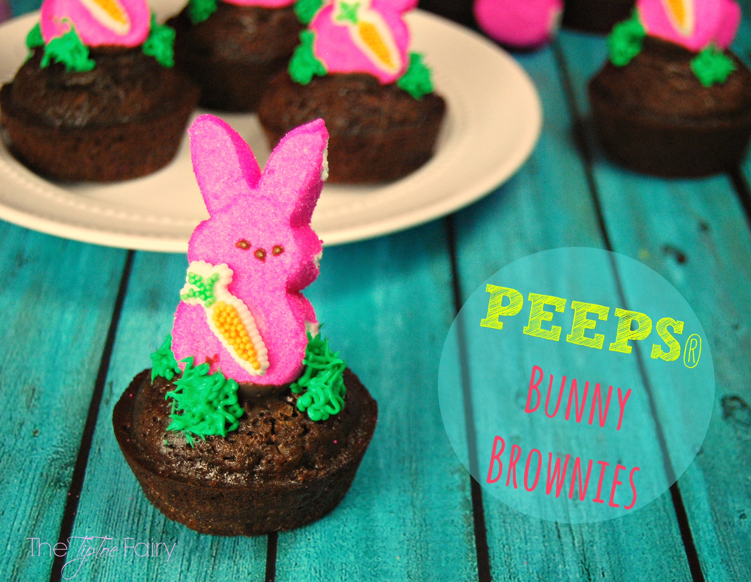Easy PEEPS® Bunny Brownies - perfect for Easter. Come join us for The PEEPS® Blog Hop - full of recipes, crafts, and more! | The TipToe Fairy #PEEPSONALITY