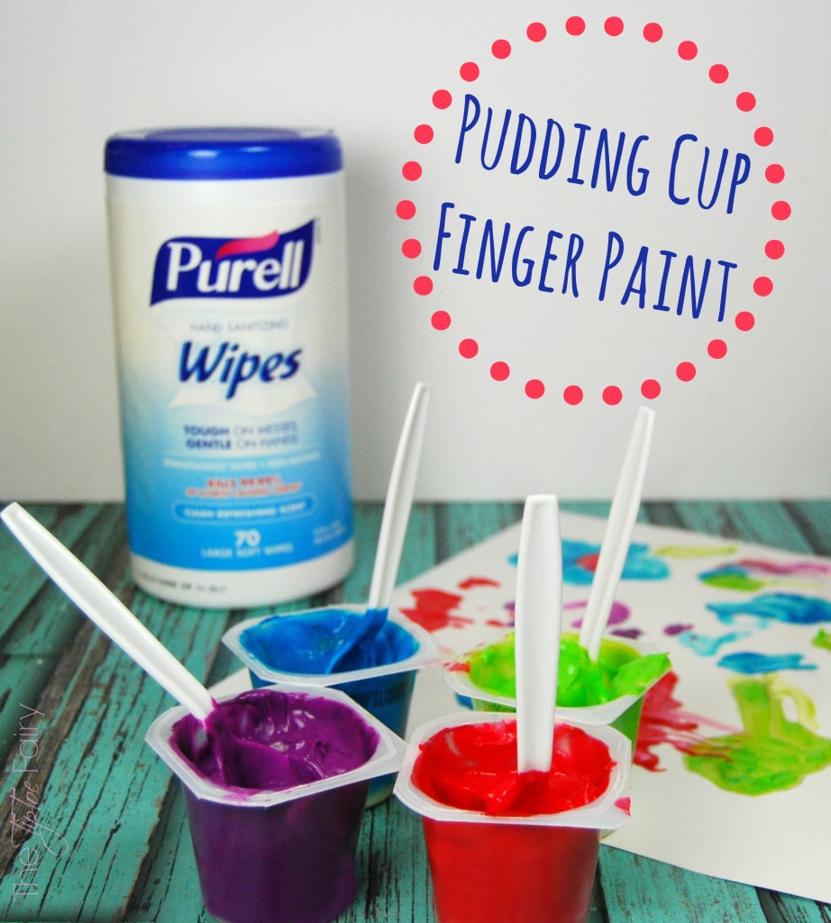 Easy & Edible Pudding Cup Finger Paints - made in seconds! The TipToe Fairy #ad #PurellWipes