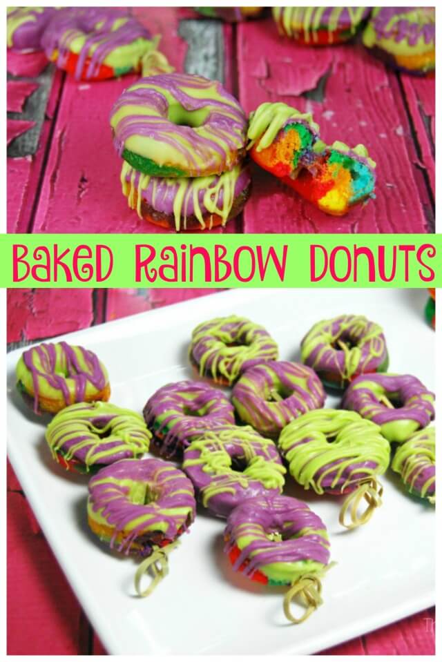 Make some Rainbow Tie Dye Mini Donuts with cake mix! Super easy and fun! #KidsChoiceDrink #Ad