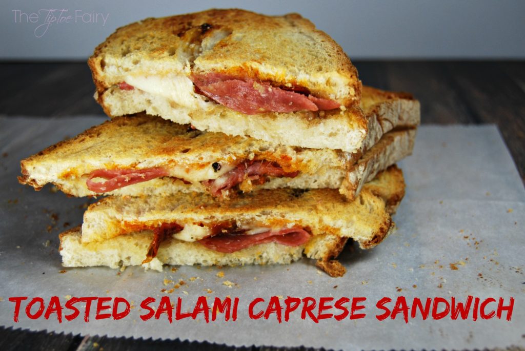 Totally Easy Toasted Salami Caprese Sandwich with Sweet Balsamic Dressing - my #TuranoHack #ad | The TipToe Fairy