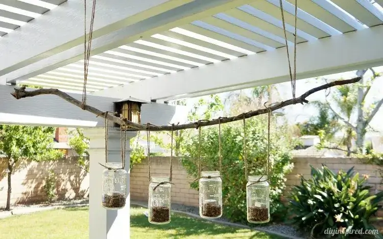 Outside DIY Mason Jar Chandelier