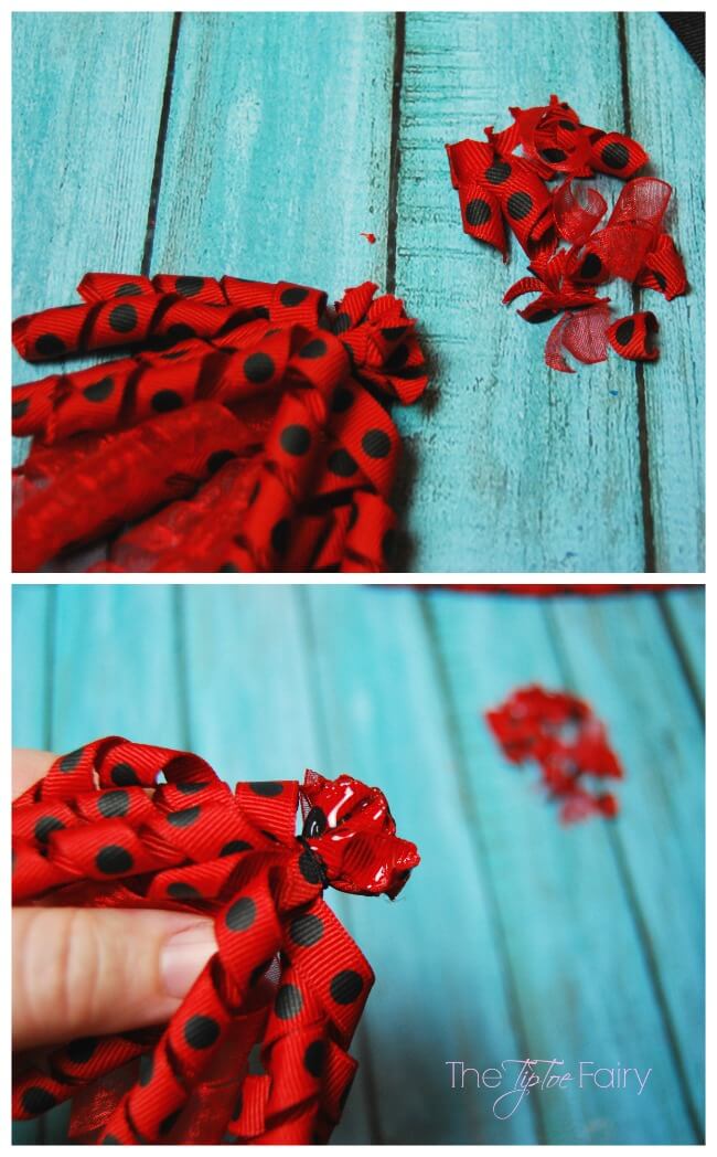 Make a Ladybug Korker Hair Bow! Tutorial with Faultless Premium Starch for perfect korker ribbons! #ad | The TipToe Fairy