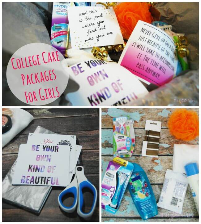 Put together fun College Care Packages for girls! #ad #SchickSummerSelfie | The TipToe Fairy