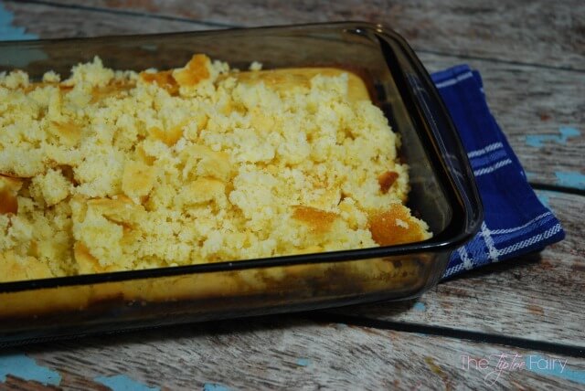 After it's cooled, crumbled the cornbread up so it's ready to make the casserole. 