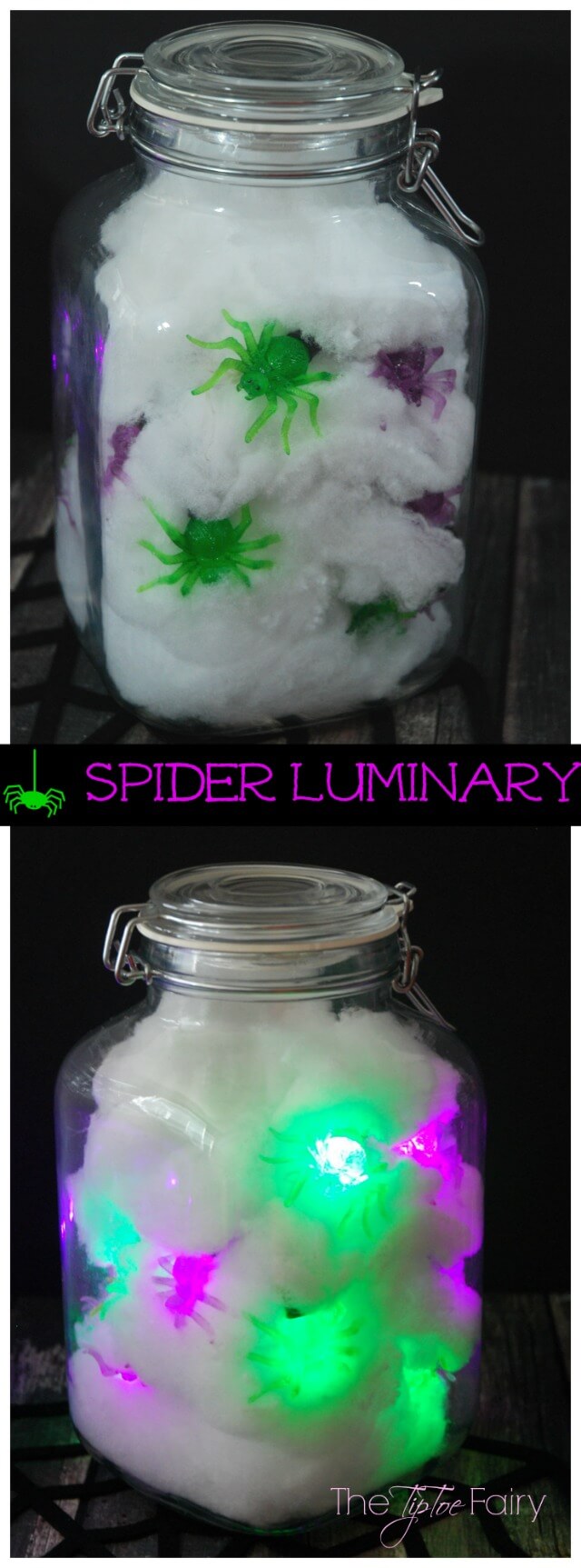 Make a Halloween Spider Luminary - easy recycle / upcycle tutorial! #ad #BringingInnovation | The TipToe Fairy