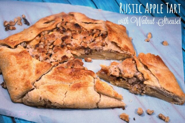 Rustic Apple Tart with Walnut Streusel with dulce de leche - perfect for Thanksgiving! #ad #justaddwalnuts | The TipToe Fairy