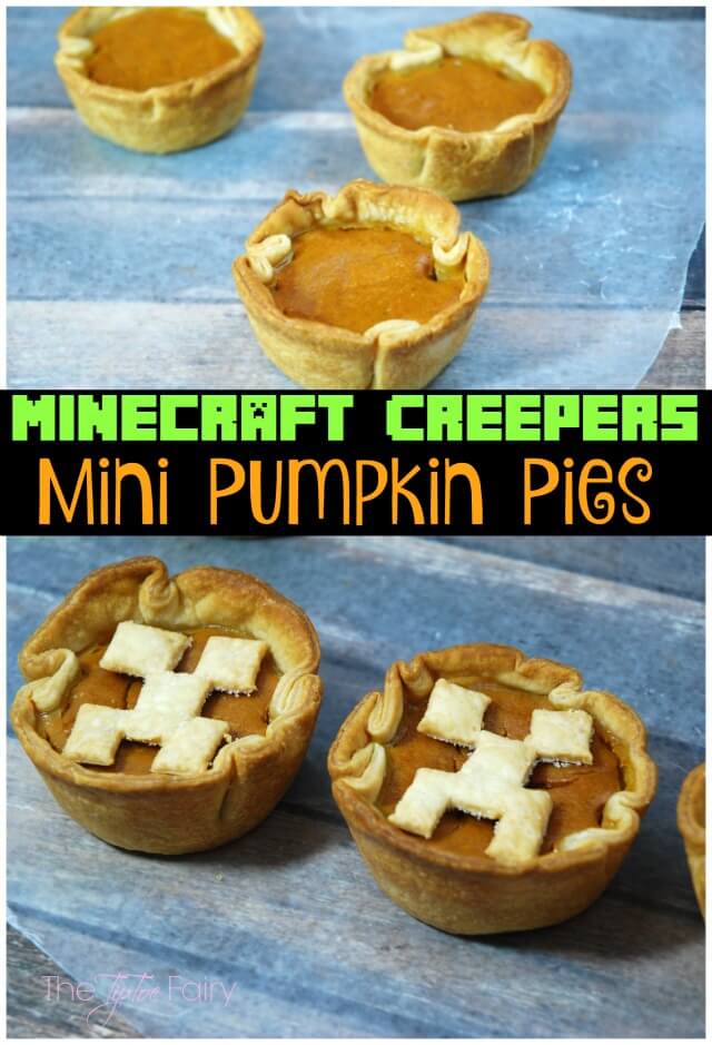 Minecraft Creeper Mini Pumpkin Pies | The TipToe Fairy