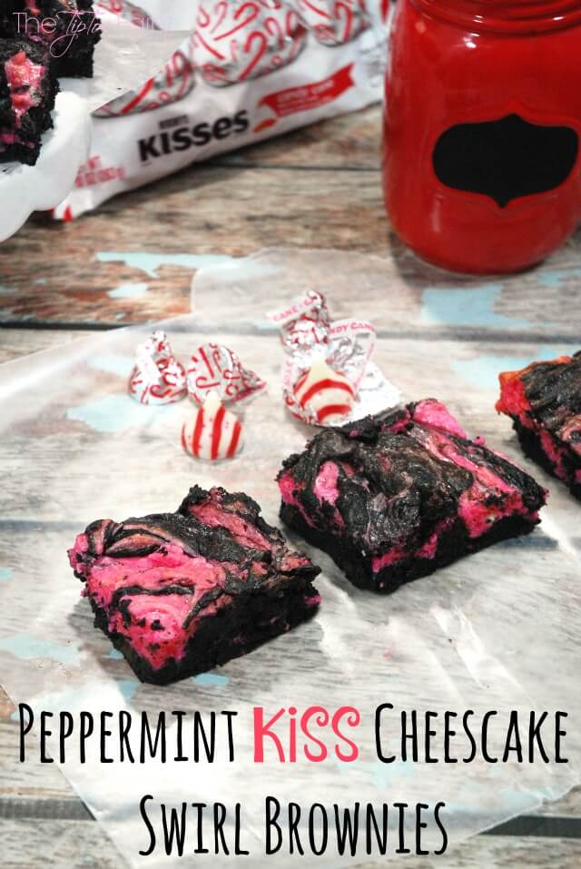 Peppermint Kiss Cheesecake Swirl Brownies - dark chocolate and mint combine in these rich and creamy brownies for a decadent dessert! #ad #NewTraditions | The TipToe Fairy