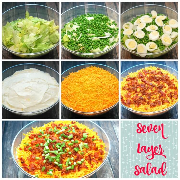 Simple 7 Layer Salad - perfect for potlucks! #food #foodie #BluePlateGreek #ad