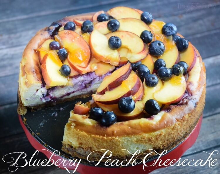 Amazing Blueberry Peach Cheesecake w/walnut crust @cawalnuts #ad #food #foodie