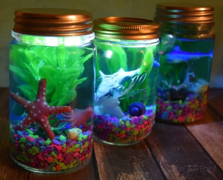 Make your own DIY Light Up Mason Jar Aquariums