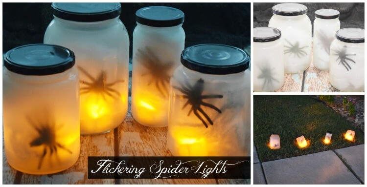 Flickering Spider Lights - perfect for outdoor #halloween decorations! #diy #craft