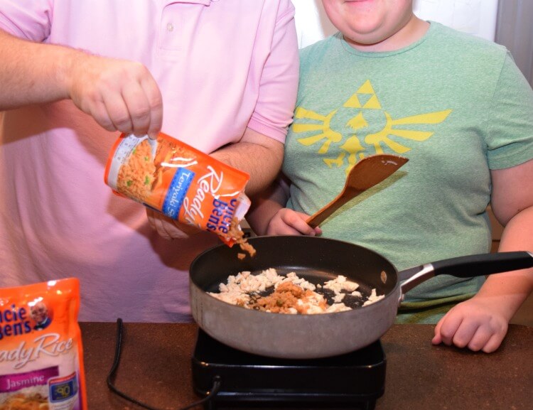 Preteens can cook! My son made Salsa Chicken Fried Rice w @UncleBens #BensBeginners #ad 