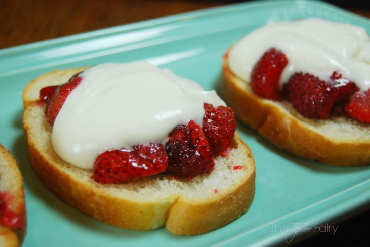 Roasted Strawberry Crostini with French Cream