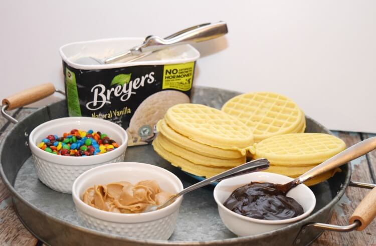 Make Easy Waffle Ice Cream Sandwiches with your own #EggoWaffleBar! #ad 