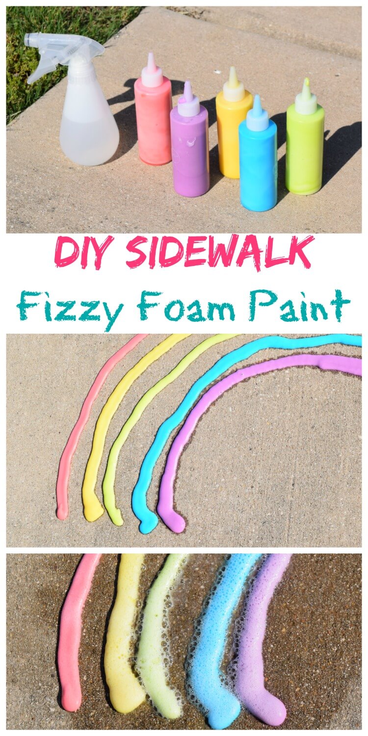 Science & Fun Outdoor Play - #DIY Sidewalk Fizzy Foam Paint w/ easy clean up! #craft 