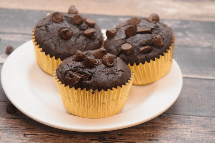 Peanut Butter Stuffed Chocolate Muffins