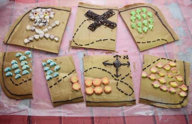 Make this Pirate Treasure Map Candy Bark! Perfect for party treats! #ad #PostCerealCreations