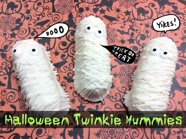 Take a shortcut to make w/these #Halloween Twinkie Mummies! So cute! 