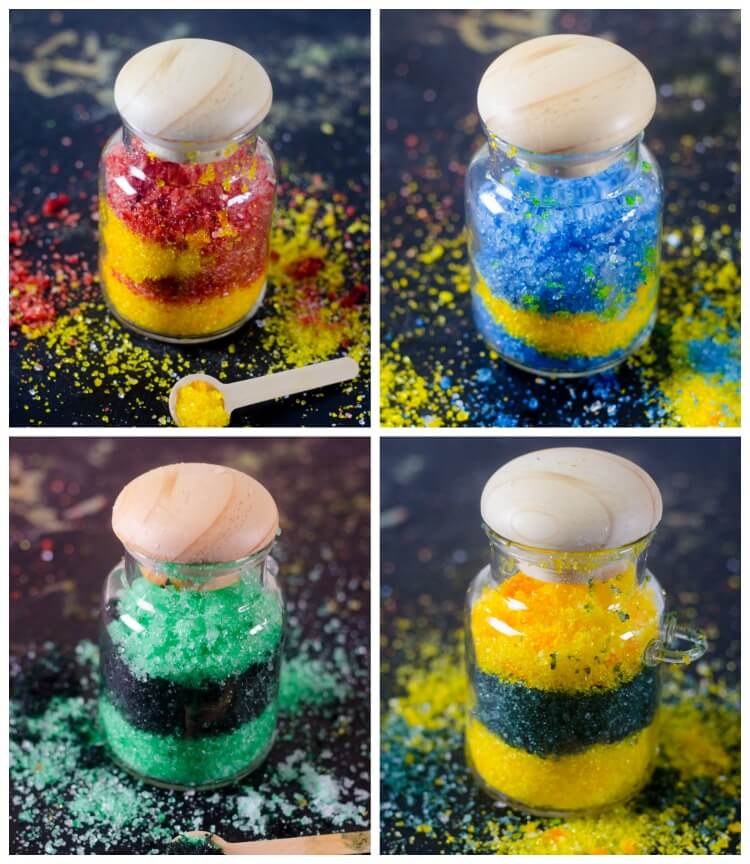 DIY Harry Potter Gifts - House Bath Salts - Collage