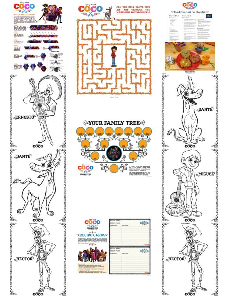 Activity sheets from the new movie @Disney @Pixar COCO!