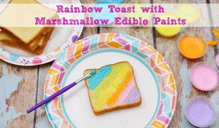 Let your kids play with their food & make Rainbow Toast with Marshmallow Edible Paints! So easy to make! #ad @DollarGeneral #DixieSummerDG