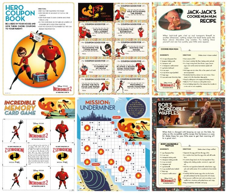 The Incredibles 2 activity sheets to download