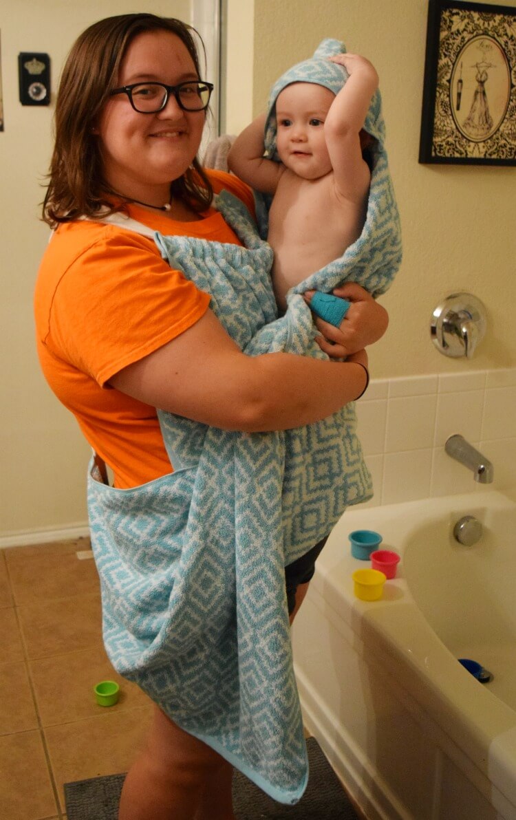 Baby Bath Towel Apron with baby