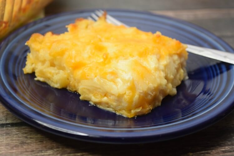 This is Easy Cheesy Hashbrown Casserole is egg less. 