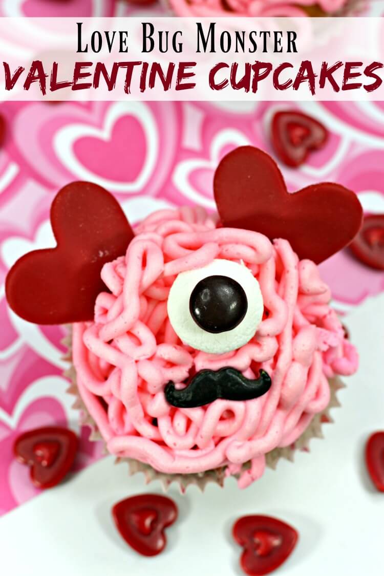 Love Bug Monster Valentine Cupcakes