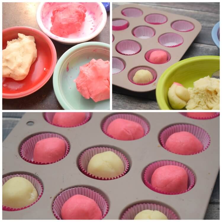 Color the dough for Volcano Valentine Cookies