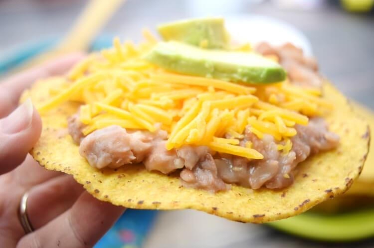 Tostadas with Instant Pot Healthier Refried Beans