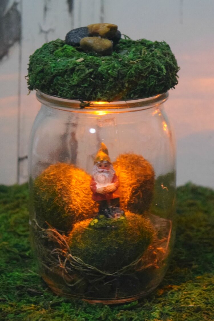 These Gnome Mason Jars are perfect to keep in the bedroom for children who need a little light. 