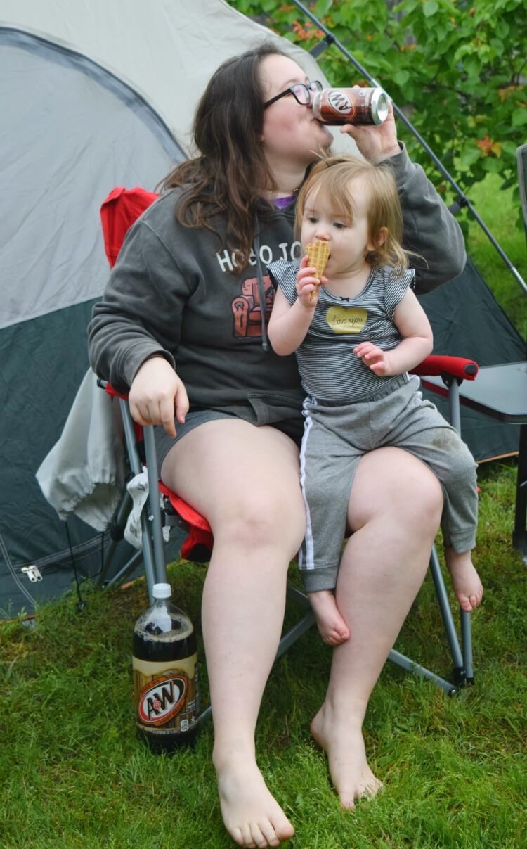 Big sister and little sister enjoying A&W Rootbeer