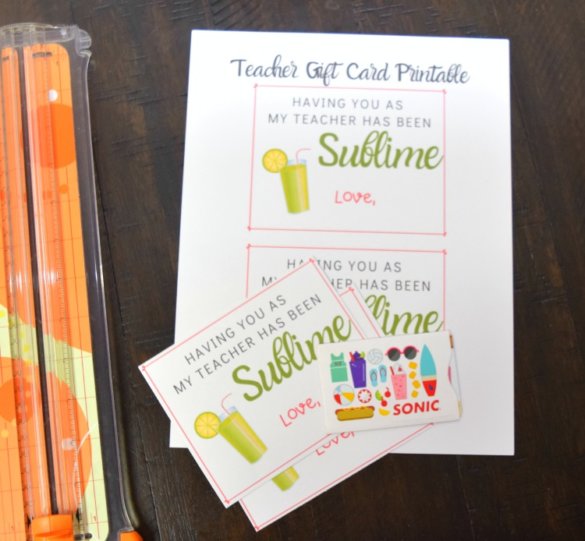 Sonic Gift Card Printable - End of the Year Teacher Gift | The TipToe Fairy