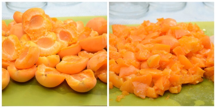 Chop the apricots with the skin on.