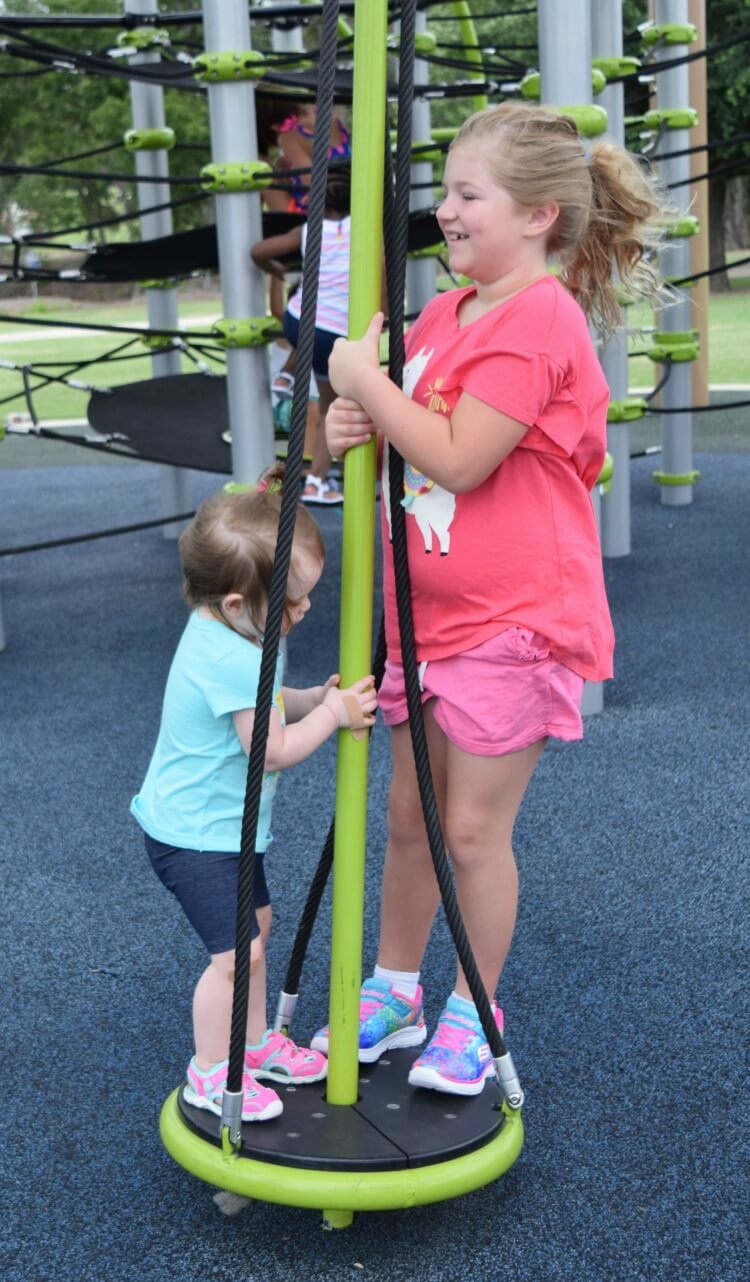 Swinging around on the playground