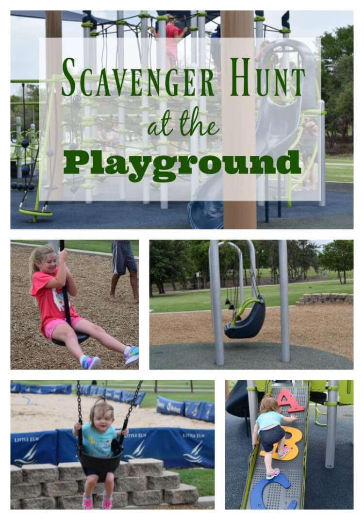 Outdoor scavenger hunt at the playground is fun for the kids.