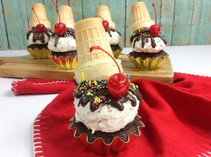 Upside Down Ice Cream Cone Cupcakes