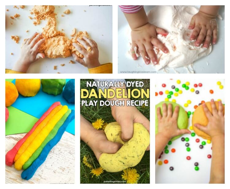 So many playdough recipes from playdough with Skittles to fairy playdough. 