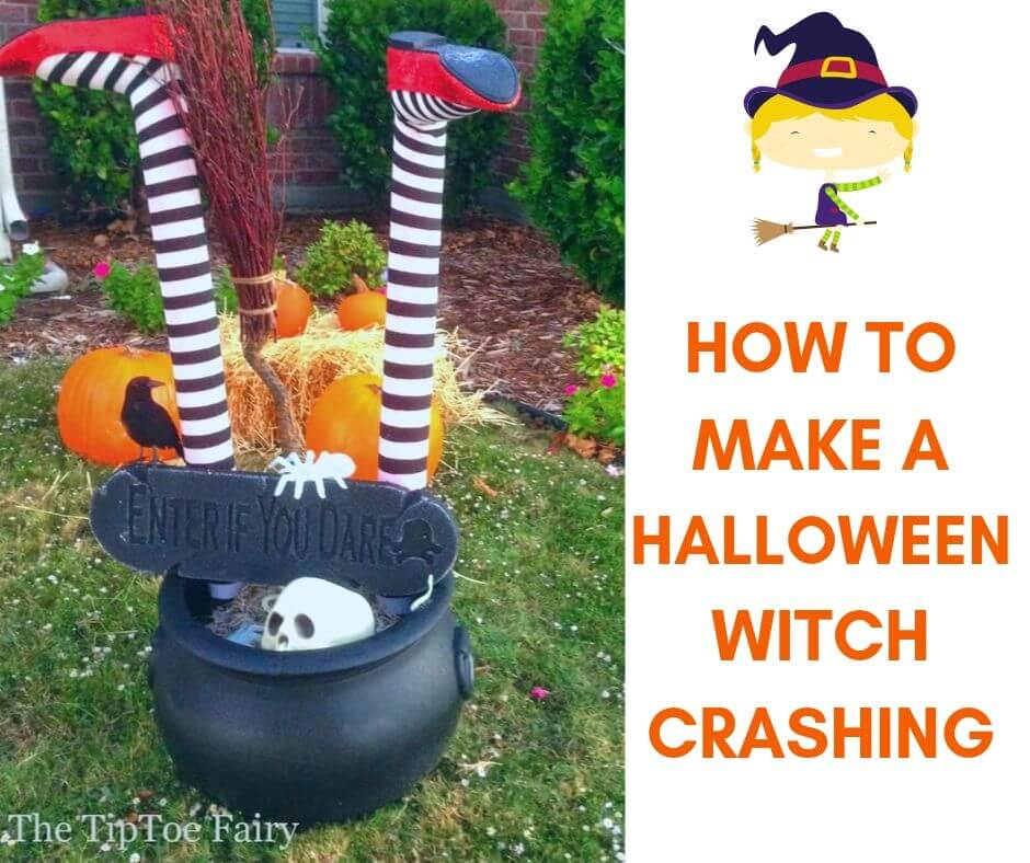 Halloween Outdoor Decorations: It's a Witch Crashing! | The TipToe Fairy