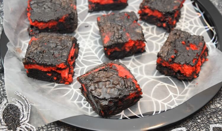 Spider web plate full of Brimstone Brownies